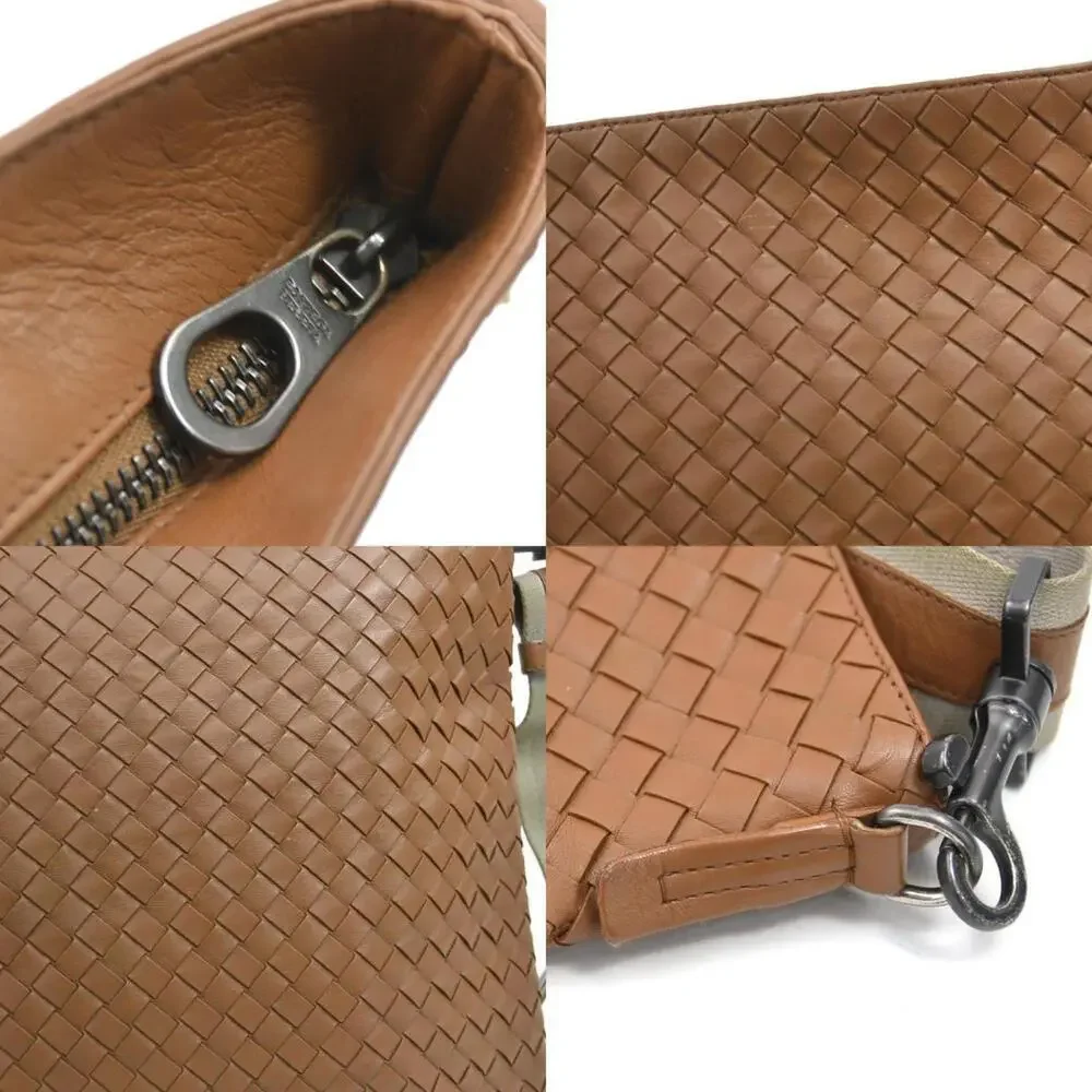 BOTTEGA VENETA Brown Leather Intrecciato Shoulder Bag